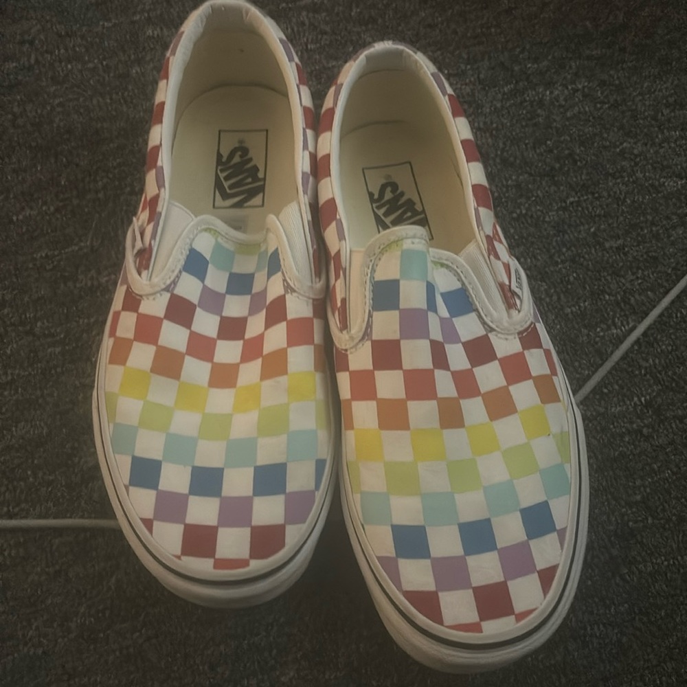 Rainbow checkered Vans